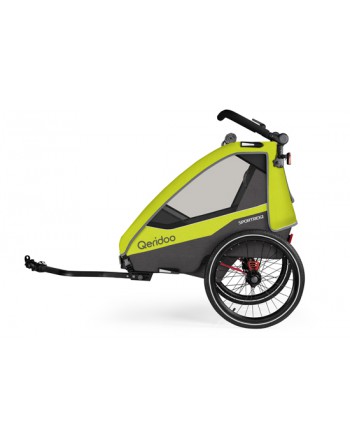 Qeridoo - Child Bike Trailer & Buggy Sportrex 2 Lt. Edition for 2 children  with hitch, shock absorption system (up to 60kg) - Lime Green 